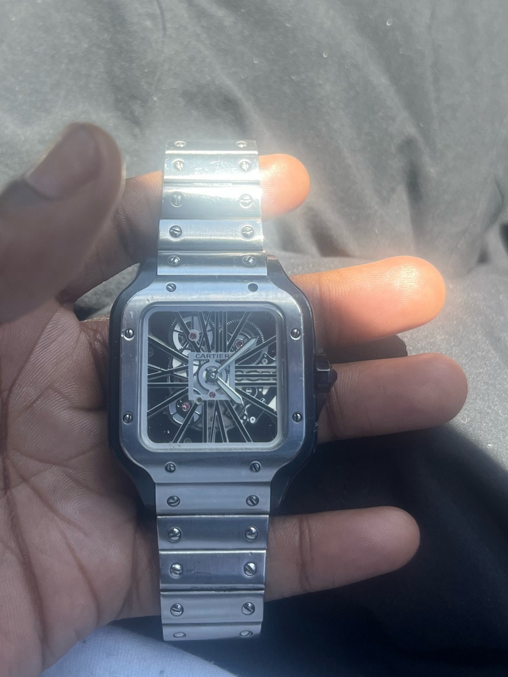 Cartier Santos Skeleton Watch - Silver